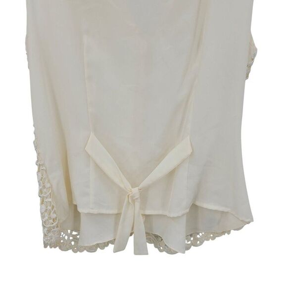 Vtg Ivory Lace Vest Sz M Button Front Sheer Tie Back Soft Girl Granny Cottage - Picture 9 of 10
